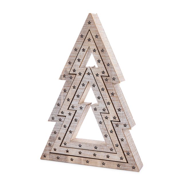 Set of 3 Light Up Wooden Christmas Tree