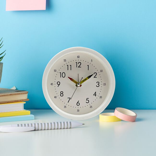 CHILDRENS TABLE CLOCK White 12cm