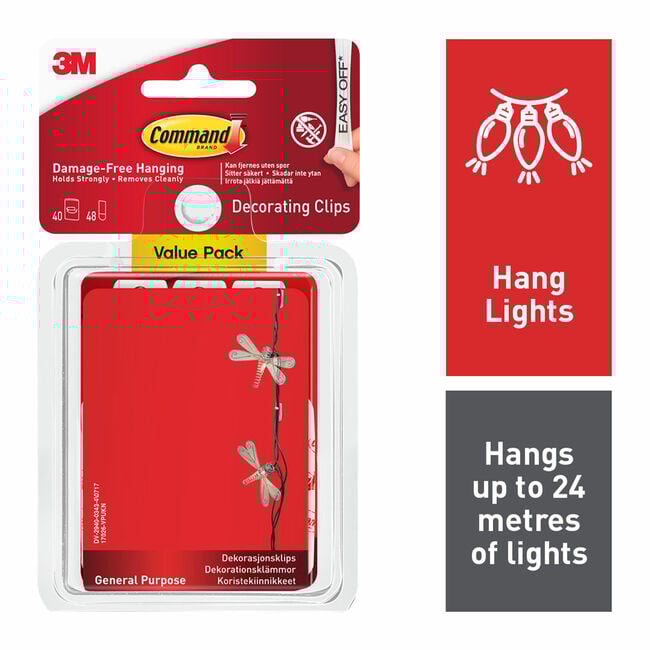 Command Strips 40 PacK Decorating Clips Value Pack