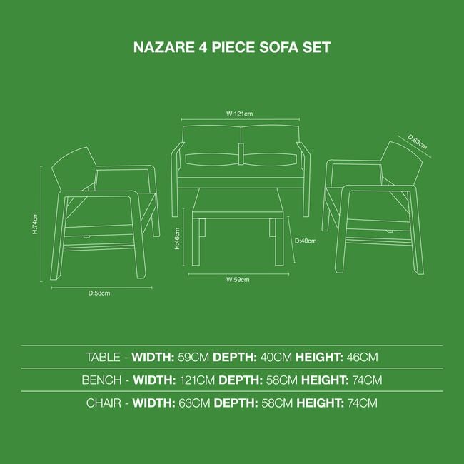 Nazare 4 Piece Sofa Set