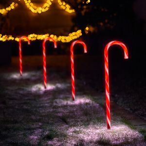 Set Of 4 Candy Cane Path Lights