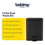 BELDRAY BLACK 5 LITRE SOFT-CLOSE Pedal Compartment Bin