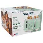 SALTER RETRO GREEN CURVED BODY 4 Slice Toaster