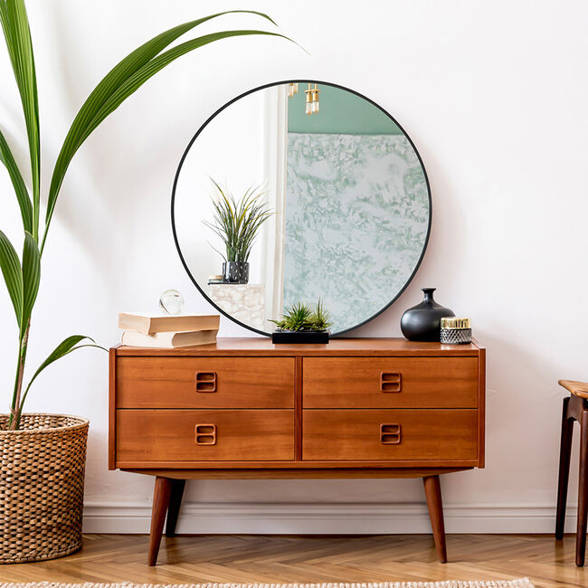 Cannes Black Round Mirror 80cm