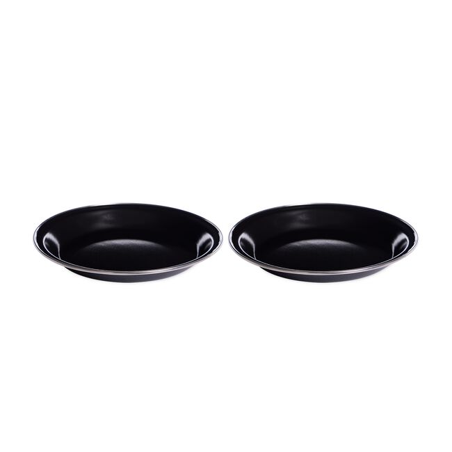 2 Black Camping Plates