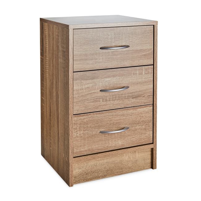 Mayfair Oak Effect 3 Drawer Bedside Locker
