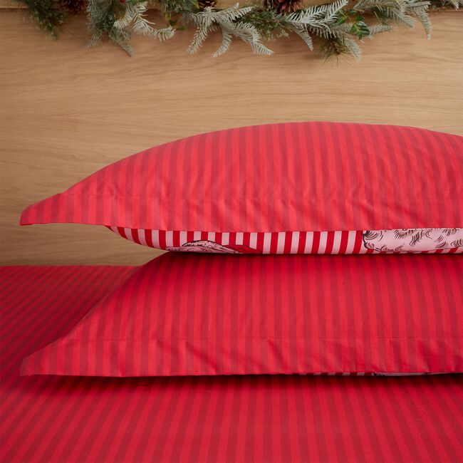 Candy Stripe Santa Oxford Pillowcase Pair