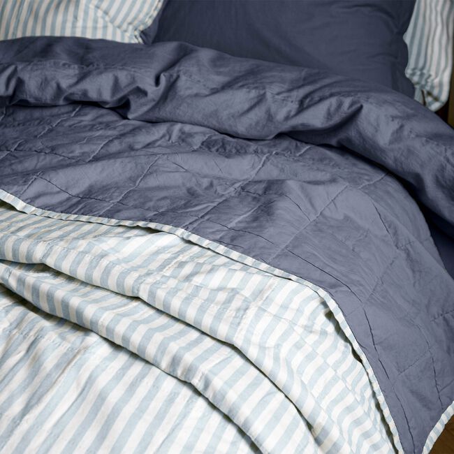 YARD HEBDEN STRIPE MINERAL / DENIM BLUE 150x200cm Bedspread 