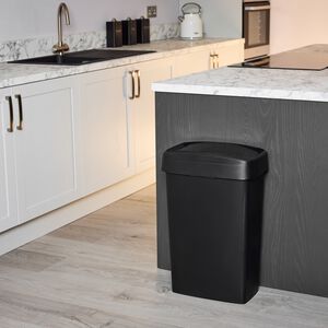 50L EZY STORAGE BLACK RECTANGLE SLIM SWING LID Bin