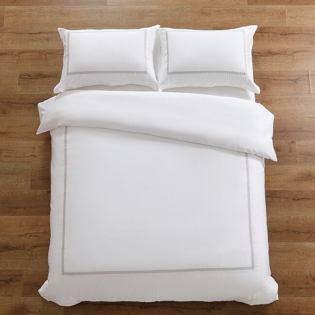 SINGLE DUVET COVER Laragh Border Stripe Silver 300TC