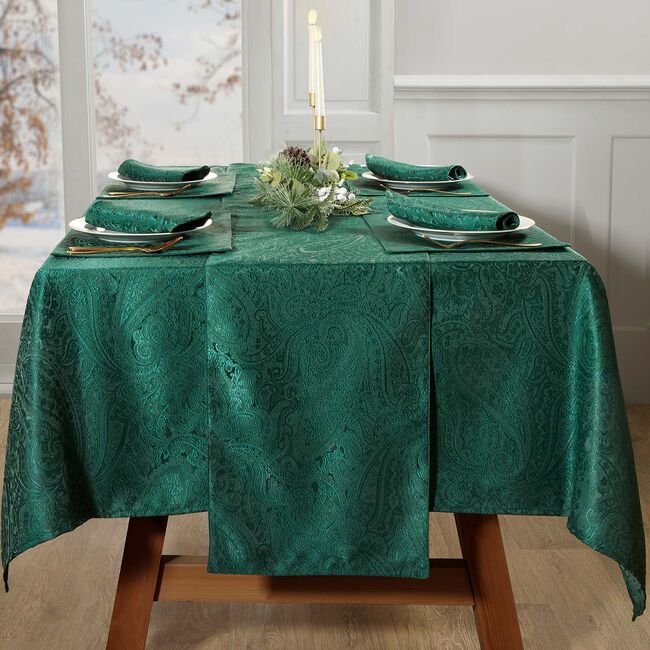 PAISLEY DAMASK GREEN 229x36cm Table Runner