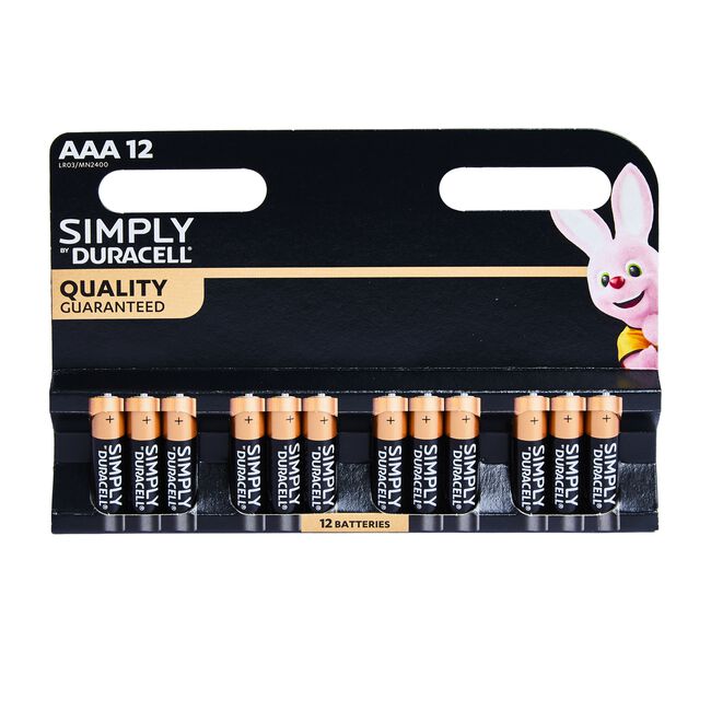 Duracell Simply AAA Batteries 12 Pack