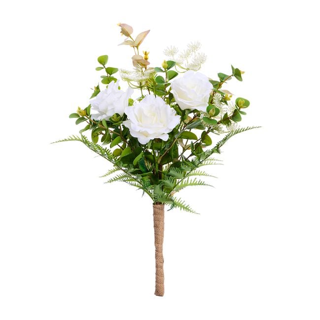 Elan Floral White Rose Bouquet 55cm