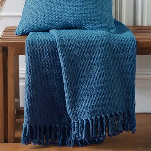 DRIFT HOME HAYDEN 100% RECYCLED COTTON TEAL 130x180cm Throw