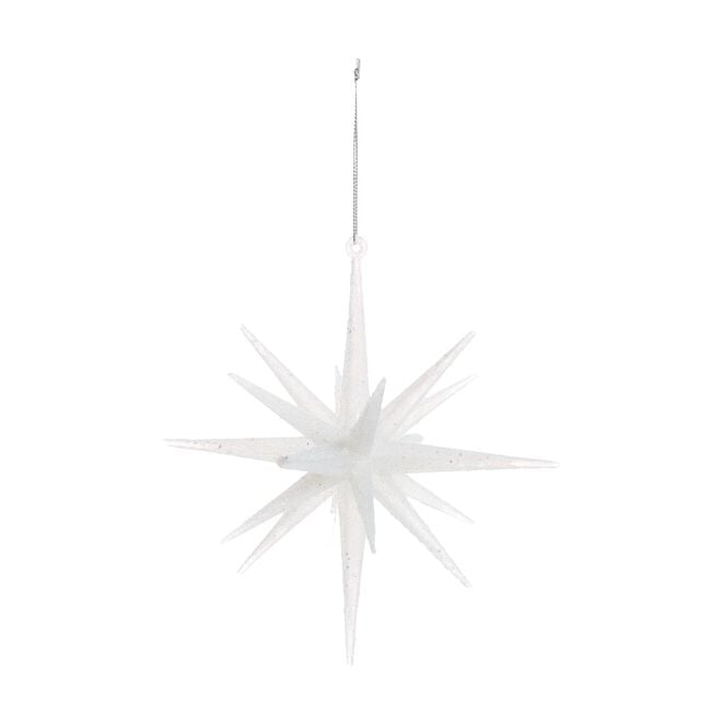 Glitter Icicle Star Tree Decoration - White
