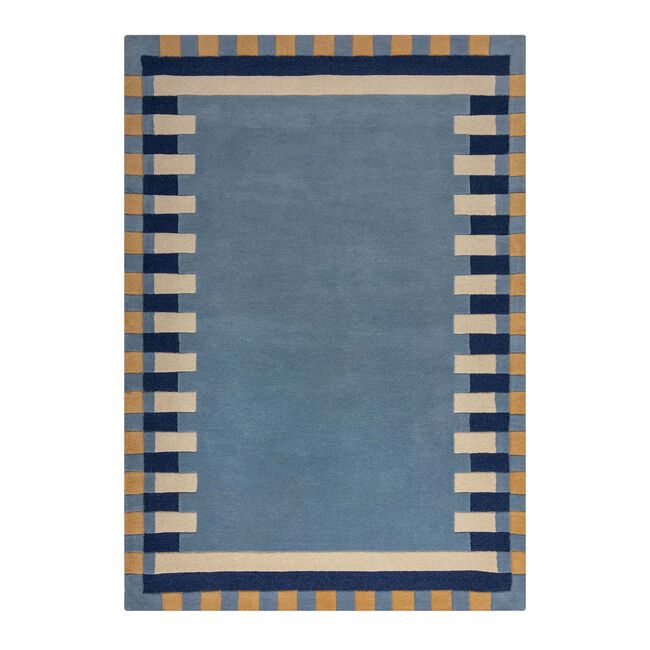 KAI WOOL BORDER BLUE/ YELLOW 120X170cm Rug