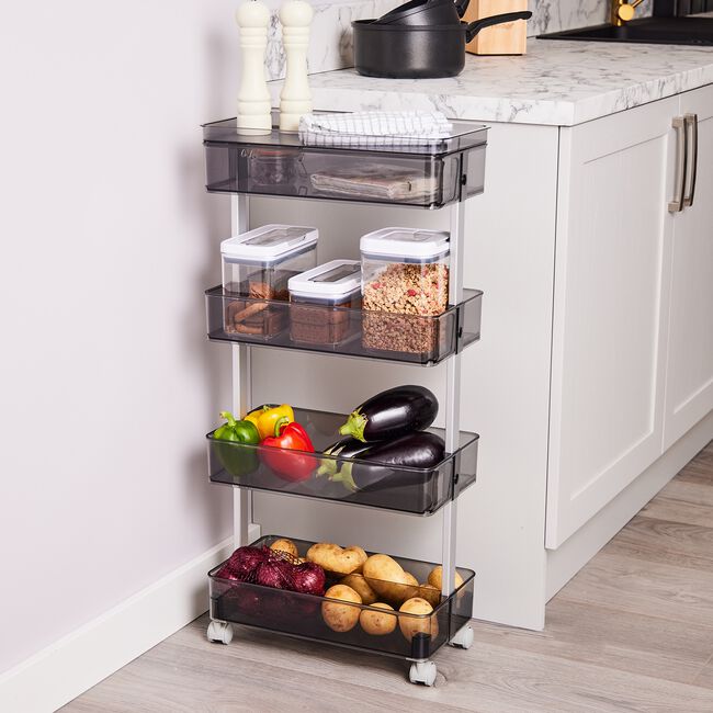 Storage Master 4-Tier Rolling Trolley Cart