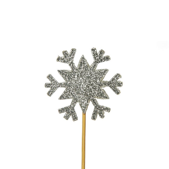 Glitter Snowflake Cupcake Toppers 12 Pack - Silver