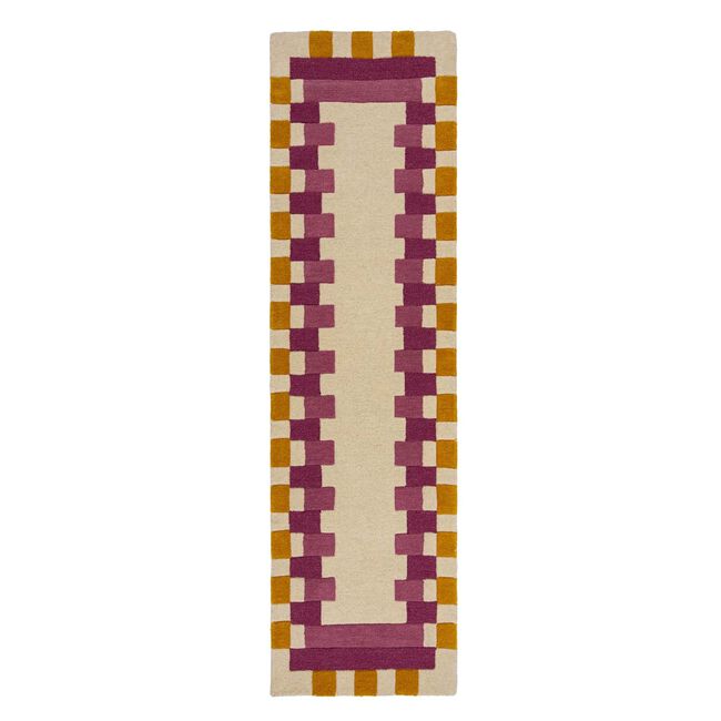 KAI WOOL BORDER PINK/ YELLOW 60x230cm Runner