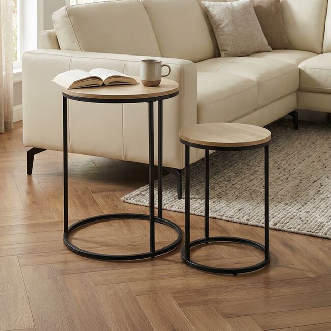 Beige Side Table Set of 2