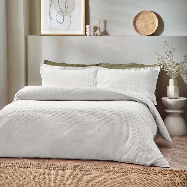 DOUBLE DUVET COVER Waffle White