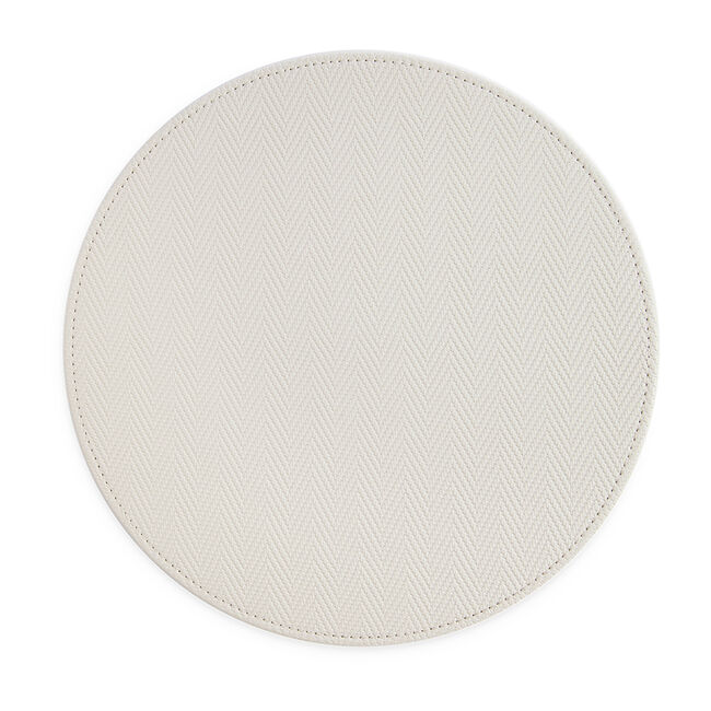 Reversible Round Herringbone Placemats - Cream