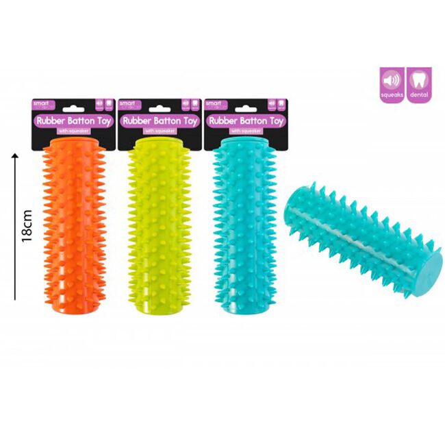 Spiky Rubber Baton Dog Toy With Squeak 