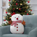 Snowgirl with Scarf Christmas Cushion