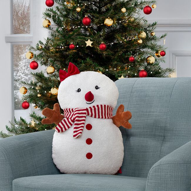 Snowgirl with Scarf Christmas Cushion