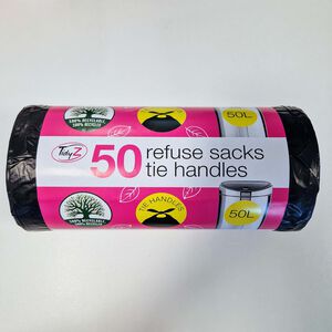 50 Pack 50L Refuse Tie Handle Sacks