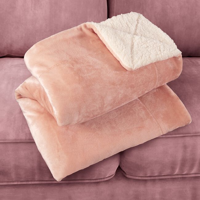 NICOLE DAY MINK SHERPA DUSTY PINK 130x170cm Throw