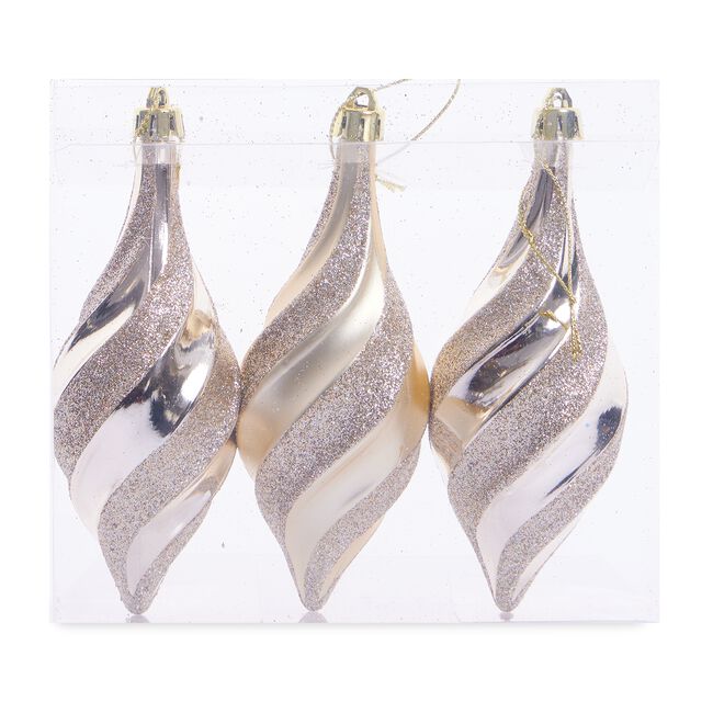 3 Pack Gold Swirl Christmas Tree Decoration