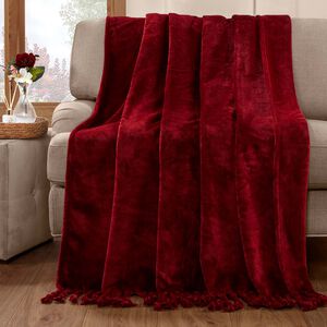 RUANE TASSEL FLEECE WINE 150x200cm Throw 