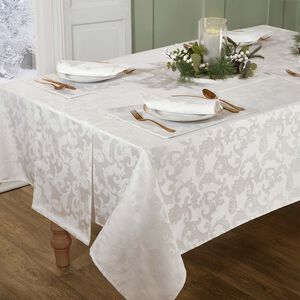 ELEGANCE DAMASK WHITE 160x183cm Table Cloth