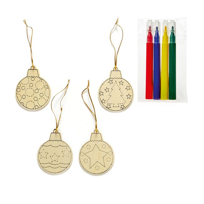 4 Pack Colour Your Own Baubles 