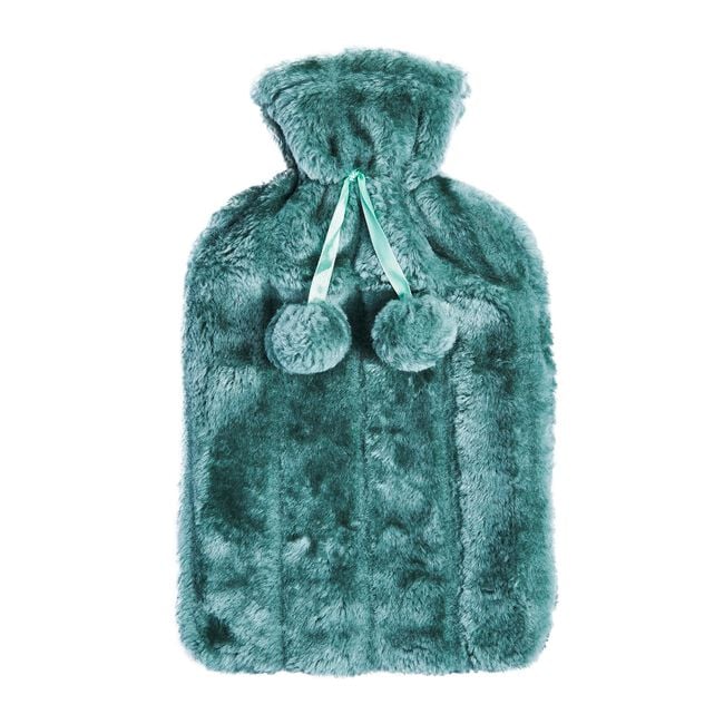 Green Faux Fur Hot Water Bottle 