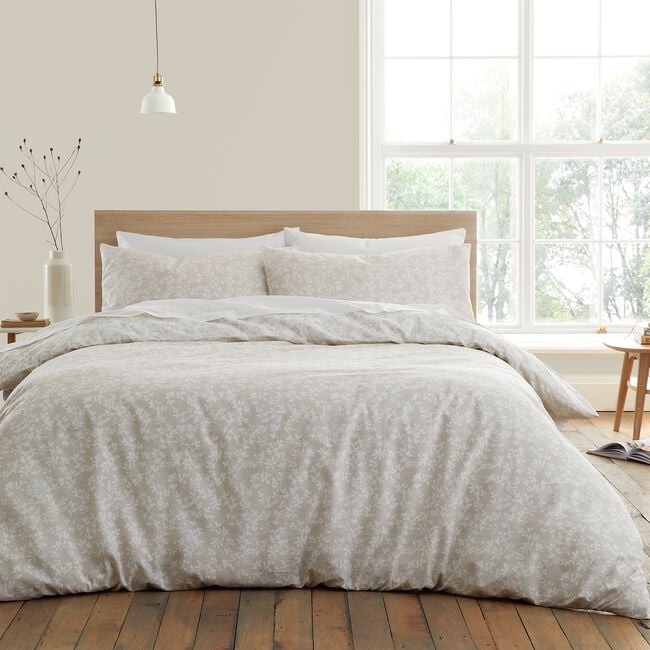 BIANCA SINGLE DUVET COVER Shadow Leaves Natural