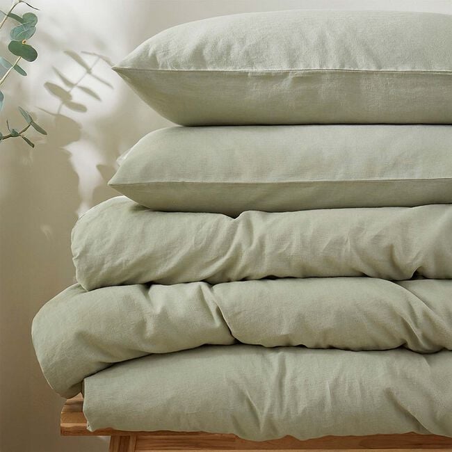 SINGLE DUVET COVER Martex Touch of Linen Pistachio Green