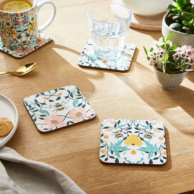 Bee Bloom Coaster 4 Pack