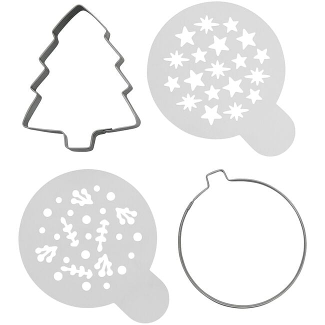 Wilton Xmas Tree & Ornament Cookie Cutter Stencil 