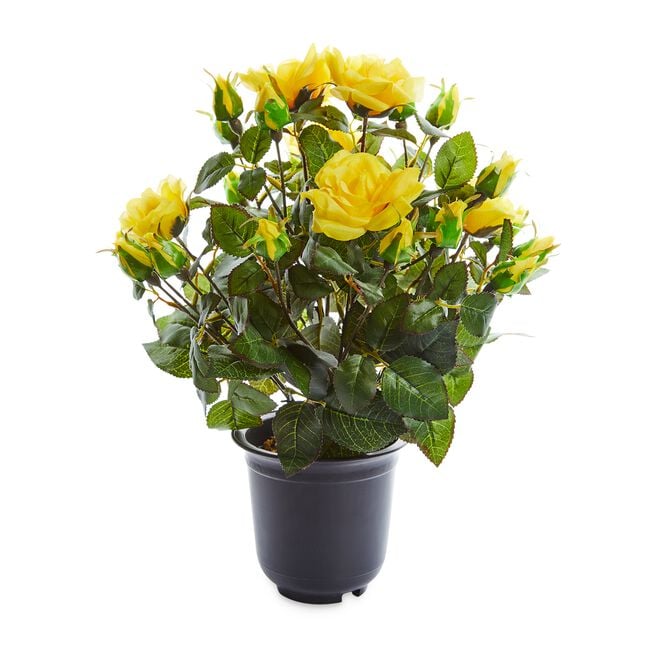 40cm Artificial Yellow Rose Plant