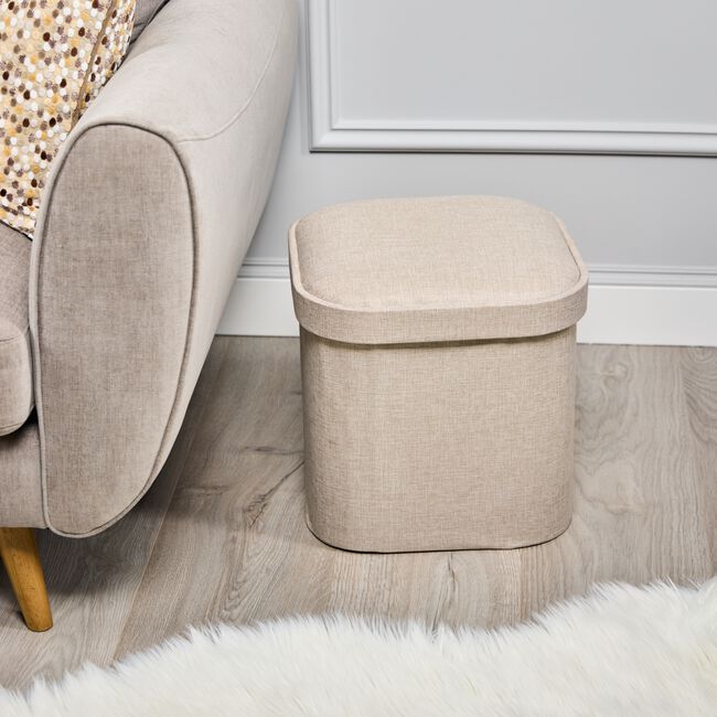 OVAL LINEN FOLDABLE SMALL Natural Ottoman
