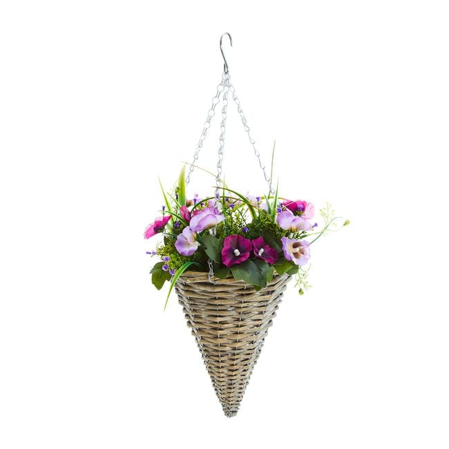 Artificial Hanging Flower Basket Purple