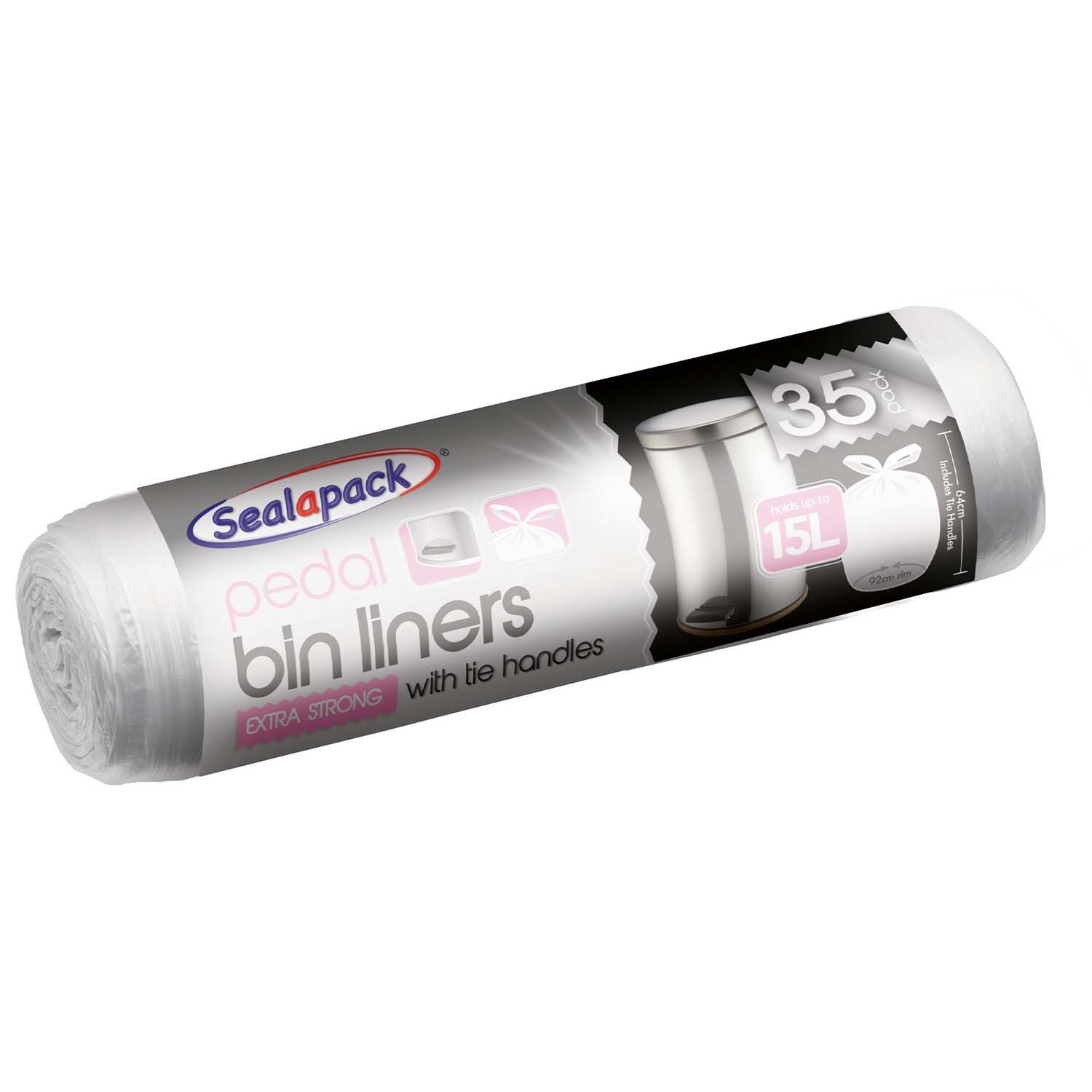 Sealapack 15L 35 Tie Handle Pedal Bin Liners Home Store + More