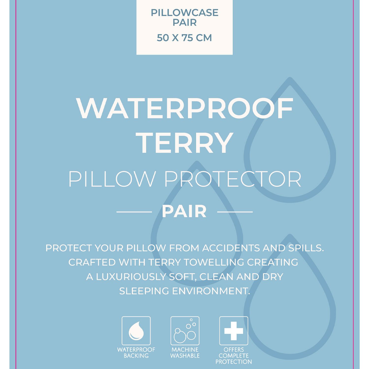 Waterproof Terry Pillowcase Protector Pair White Home Store More