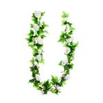 1.8m White Rose With Ivy Leaves Garland