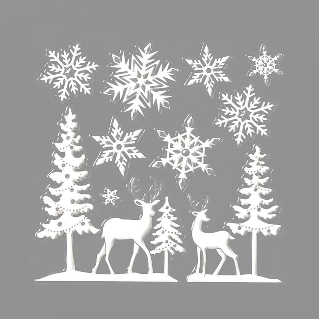 Christmas Snow Scene Foil Stickers