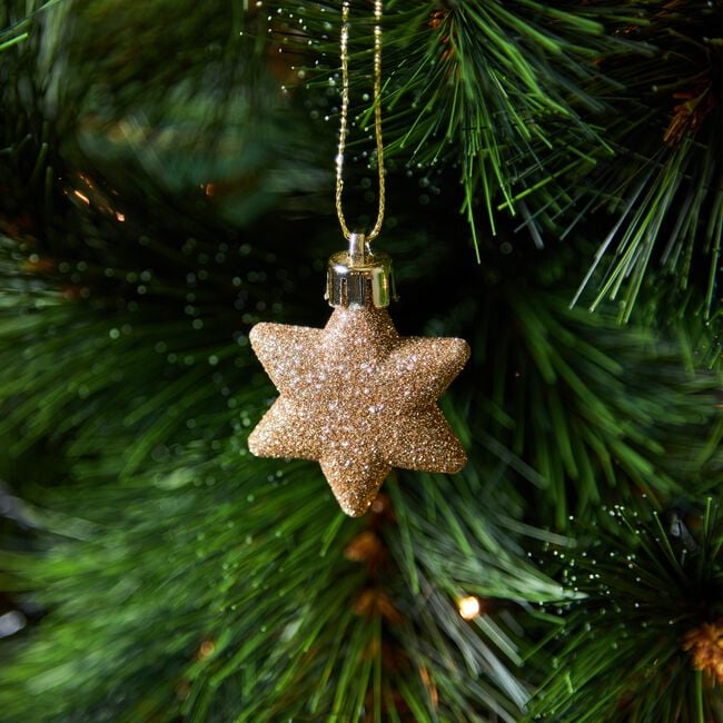 6 Pack Glitter Christmas Stars Tree Decoration