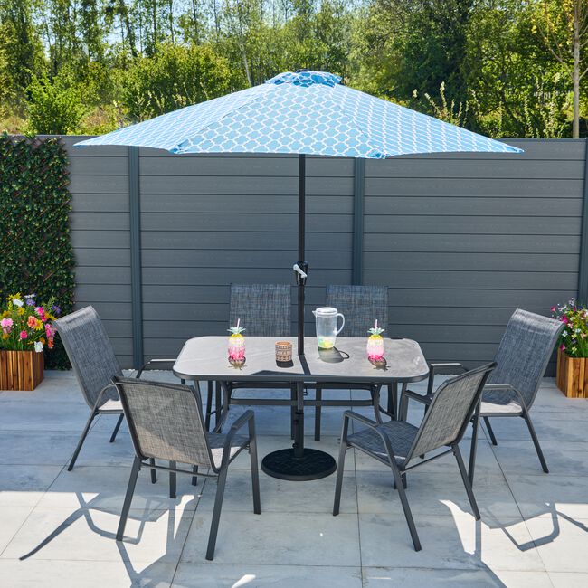 2.7M CRANK & TILT SUN PARASOL Geometric Blue