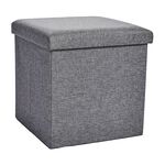 SMALL FOLDING GREY STORAGE Ottoman
